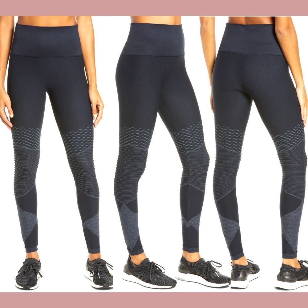 NWT $88 SPANX [ Small ] Look‎ at Me Now Seamless Moto Leggings Indigo Sky #U1089